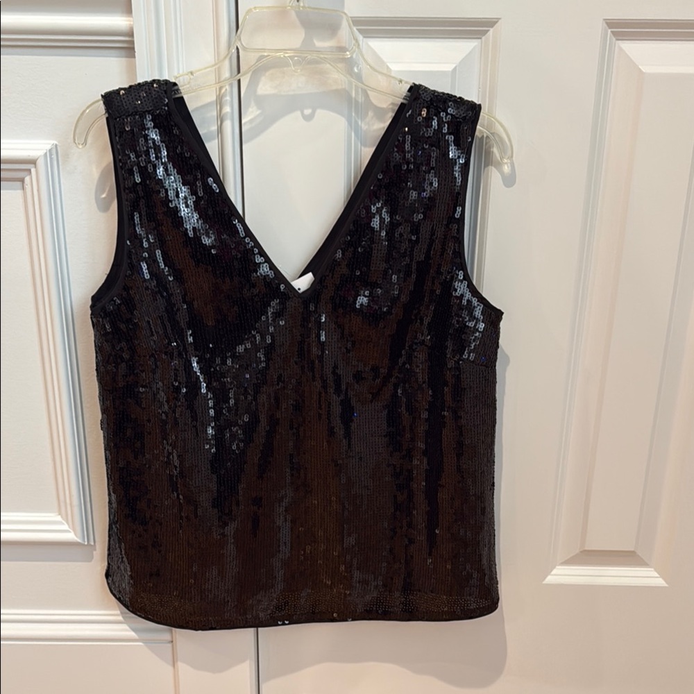 NWT - J. Crew Black Sequin Sleeveless Top